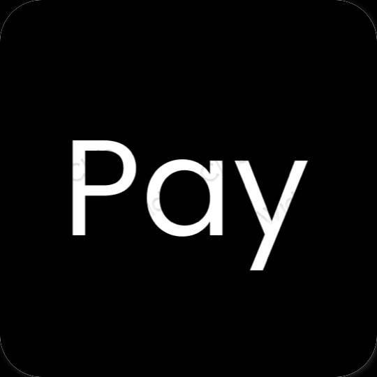 Естетичний чорний PayPay значки програм
