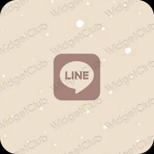 جمالي اللون البيج LINE أيقونات التطبيق