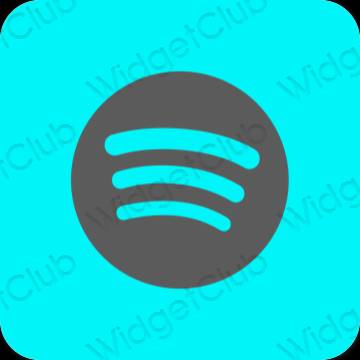 Aesthetic neon blue Spotify app icons