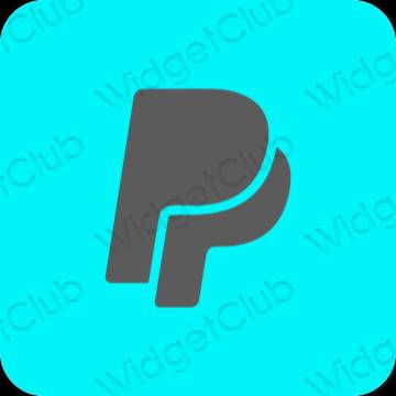 Estético azul neón Paypal iconos de aplicaciones