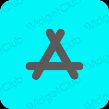 Естетичен неоново синьо AppStore икони на приложения