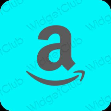Aesthetic neon blue Amazon app icons