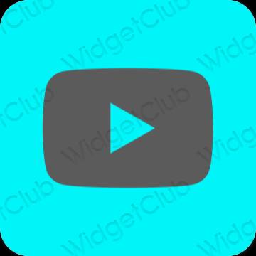 эстетический неоновый синий Youtube значки приложений