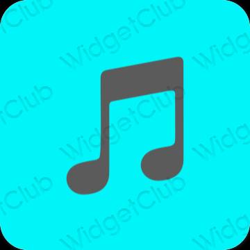 Estetski neon plava Music ikone aplikacija