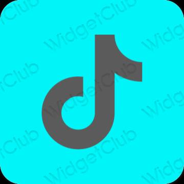 Estetisk neonblå TikTok app ikoner