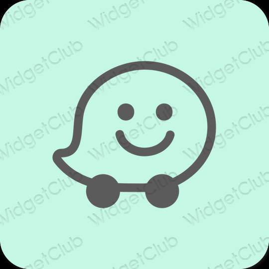 Естетски пастелно плава Waze иконе апликација