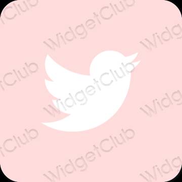 эстетический пастельно-розовый Twitter значки приложений