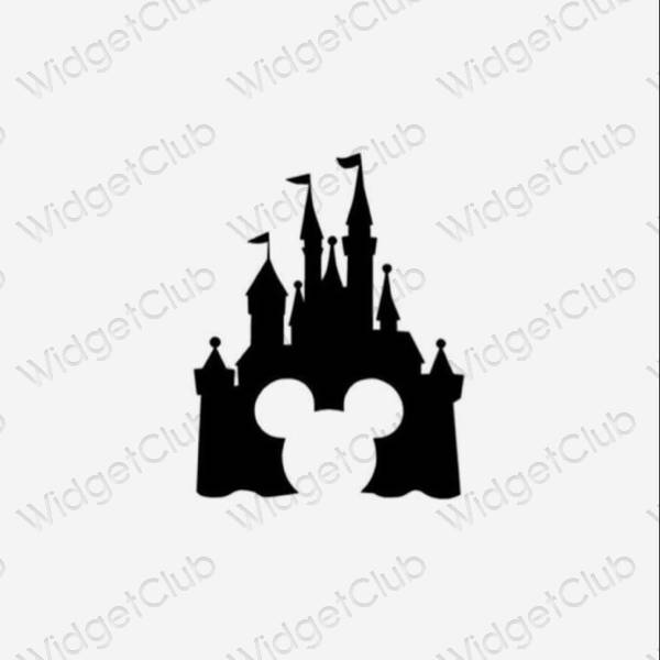 Estetický šedá Disney ikony aplikací