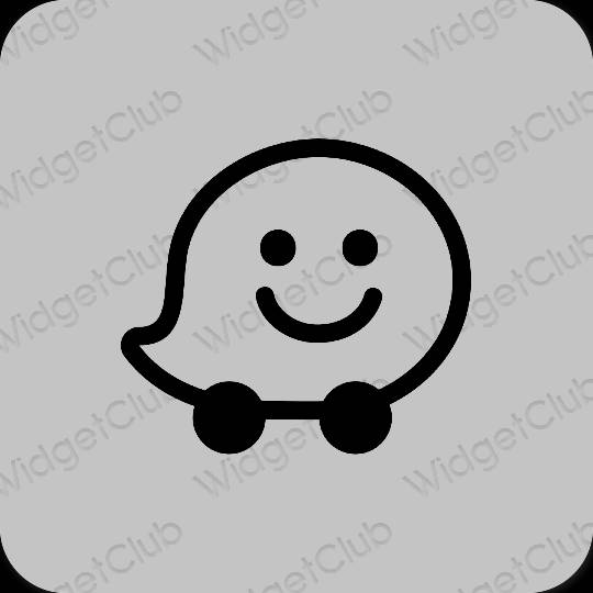 Esthétique grise Waze icônes d'application