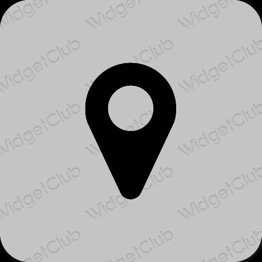 Estetisk grå Google Map app ikoner