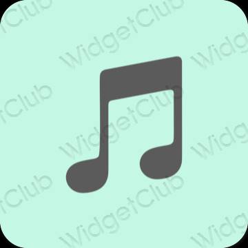 Esteetiline pastelne sinine Apple Music rakenduste ikoonid