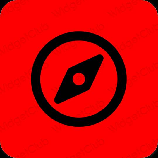 جمالي أحمر Safari أيقونات التطبيق
