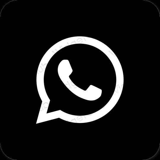 Естетичний чорний WhatsApp значки програм