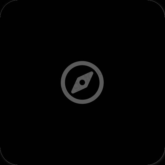 Естетски црн Safari иконе апликација