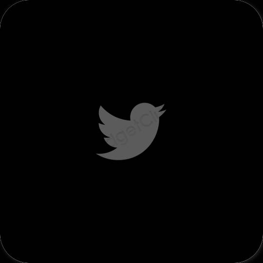 Αισθητικός μαύρος Twitter εικονίδια εφαρμογών