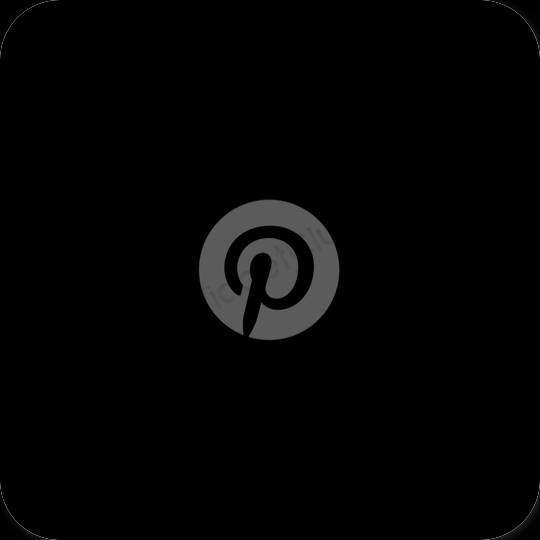 جمالي أسود Pinterest أيقونات التطبيق