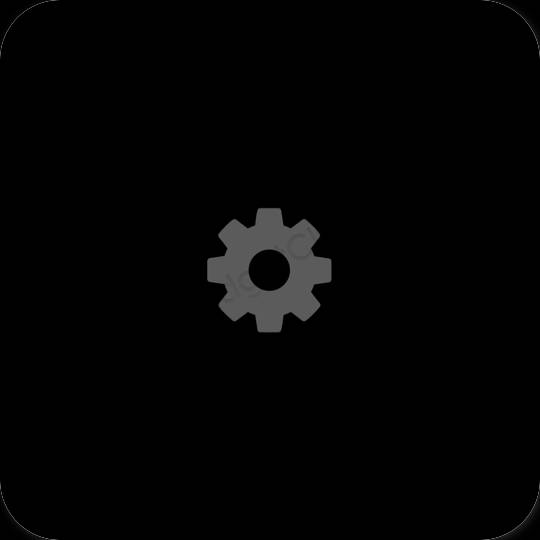 Aesthetic black Settings app icons
