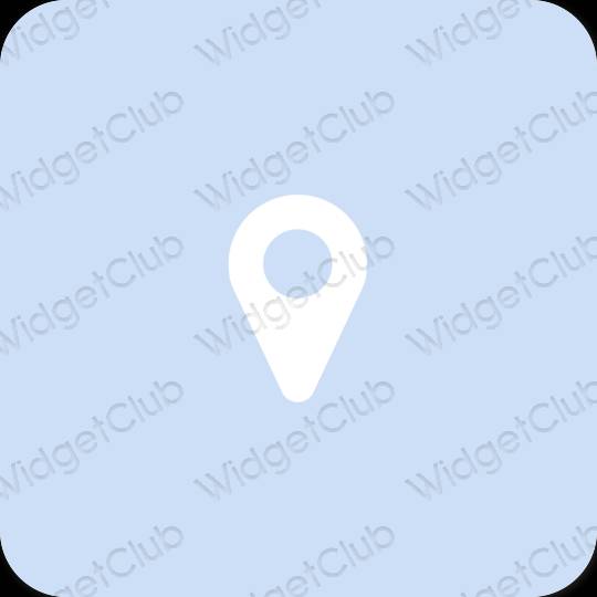 Estetisk pastellblå Map app ikoner