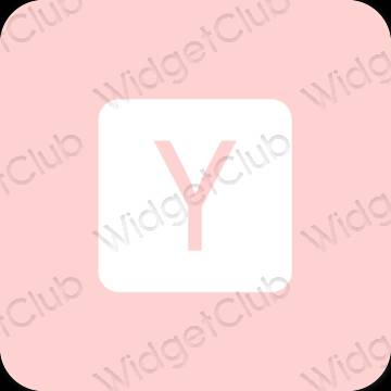 Aesthetic pink Yahoo! app icons