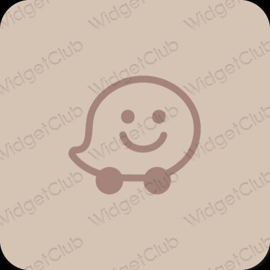 미적인 베이지 Waze 앱 아이콘