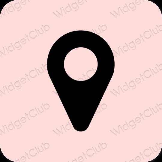 جمالي الوردي الباستيل Google Map أيقونات التطبيق