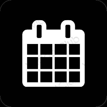 Estetické čierna Calendar ikony aplikácií