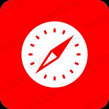Esthétique rouge Safari icônes d'application