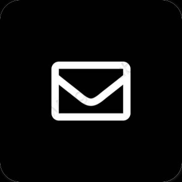 Естетски црн Mail иконе апликација