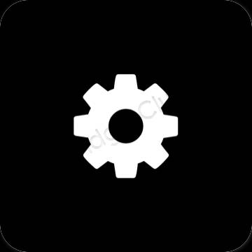 Estetik hitam Settings ikon aplikasi