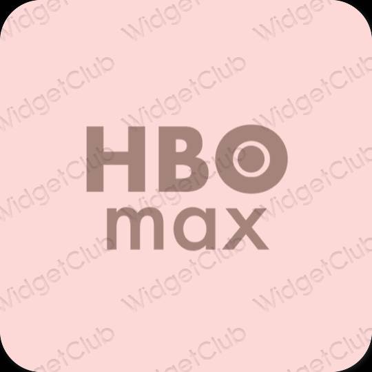 Estetinis pastelinė rožinė HBO MAX programėlių piktogramos