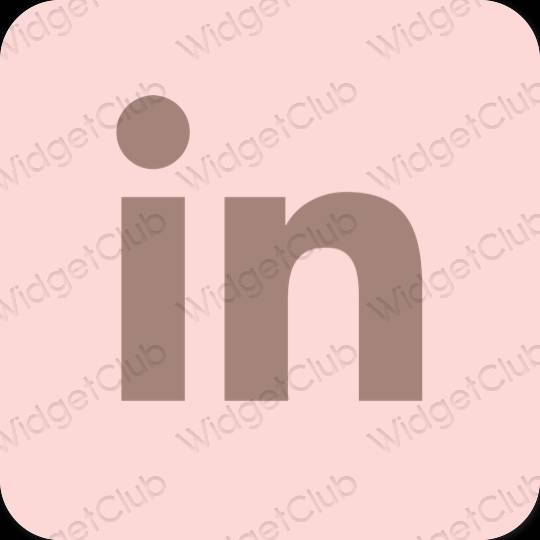 Estetik merah jambu pastel Linkedin ikon aplikasi