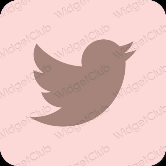 Esthétique rose pastel Twitter icônes d'application