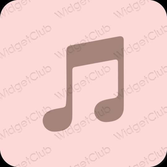 Estetic roz pastel Apple Music pictogramele aplicației