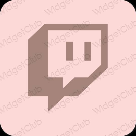 Estetický pastelově růžová Twitch ikony aplikací