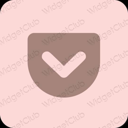 Thẩm mỹ màu hồng nhạt Pocket biểu tượng ứng dụng