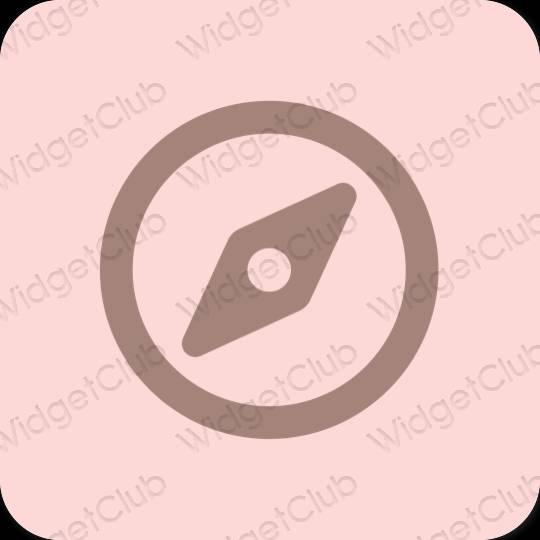 Естетичен пастелно розово Safari икони на приложения