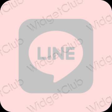 Thẩm mỹ màu hồng nhạt LINE biểu tượng ứng dụng