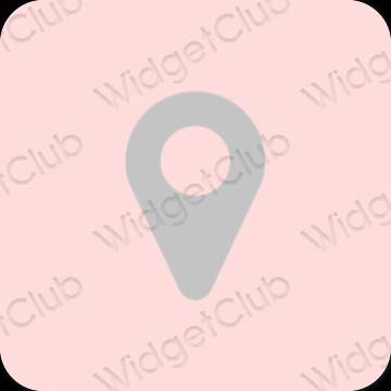 Æstetisk pastel pink Map app ikoner