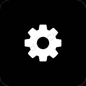 Estetický Černá Settings ikony aplikací