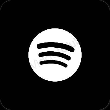 Естетичний чорний Spotify значки програм