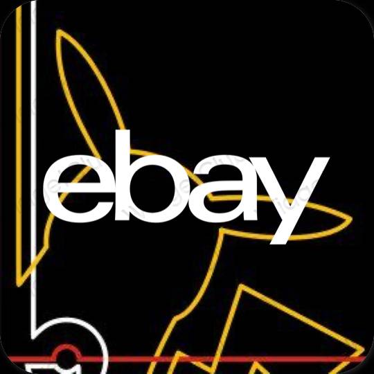 Естетичен черен eBay икони на приложения