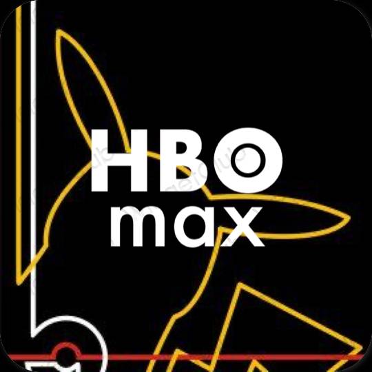 زیبایی شناسی سیاه HBO MAX آیکون های برنامه