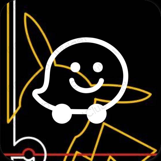 Stijlvol zwart Waze app-pictogrammen