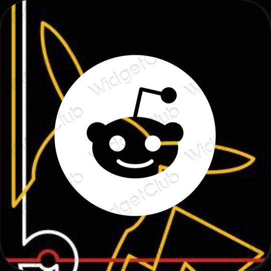 Estetic negru Reddit pictogramele aplicației