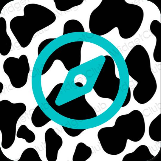 Æstetisk neon blå Safari app ikoner