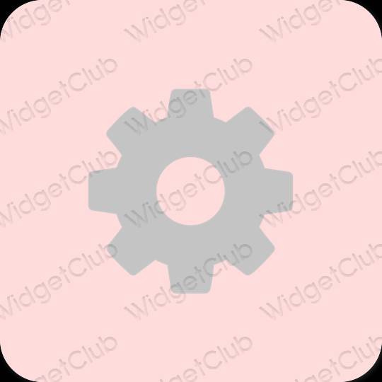 Estetyka pastelowy róż Settings ikony aplikacji