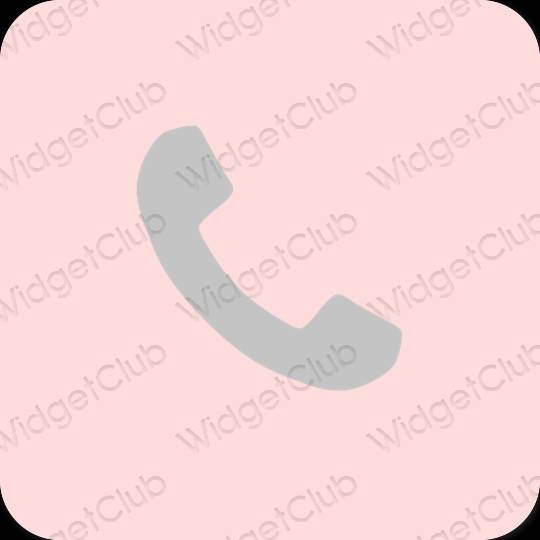 Estetis merah muda pastel Phone ikon aplikasi