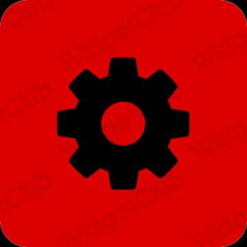 Estetis merah Settings ikon aplikasi