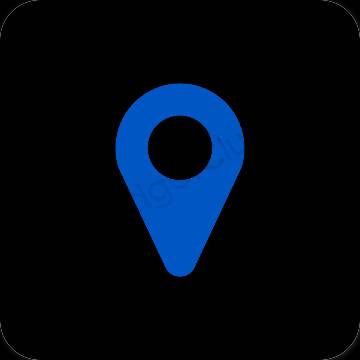 審美的 黑色的 Google Map 應用程序圖標