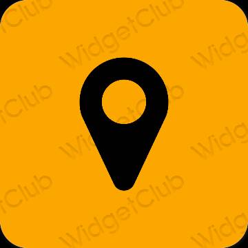 Estetický oranžový Google Map ikony aplikací